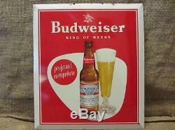 Vintage Budweiser Beer Metal Litho Sign Antique Old Brewery Bud Light 9426