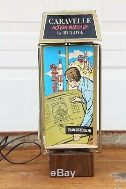 Vintage Bulova Caravelle Rotating Watch Display Lighted sign Divers watch RARE