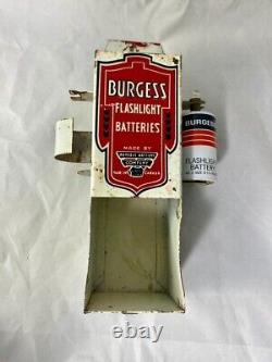 Vintage Burgess Flashlight Battery Advertising Sign Tin Store Display Tester CA