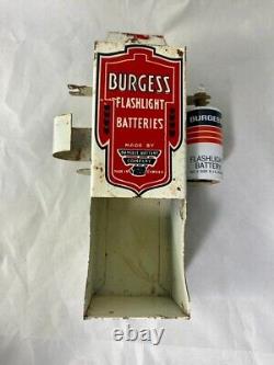 Vintage Burgess Flashlight Battery Advertising Sign Tin Store Display Tester CA