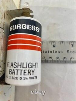 Vintage Burgess Flashlight Battery Advertising Sign Tin Store Display Tester CA