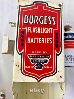 Vintage Burgess Flashlight Battery Advertising Sign Tin Store Display Tester CA