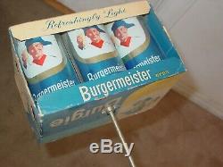 Vintage Burgie Burgiemeister Beer Store Display Motion Sign Beer Can Sputnic