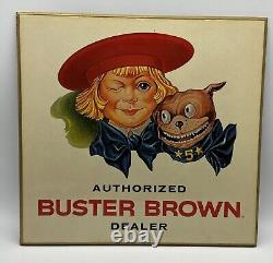 Vintage Buster Brown & Dog Dealer Store Display Sign Easel Back Masonite 14 Vgc