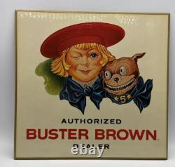 Vintage Buster Brown & Dog Dealer Store Display Sign Easel Back Masonite 14 Vgc