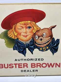 Vintage Buster Brown & Dog Dealer Store Display Sign Easel Back Masonite 14 Vgc