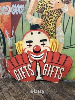 Vintage C. 1940 Gifts Store Display Clown Sign Carnival Circus Gas Grocery Store