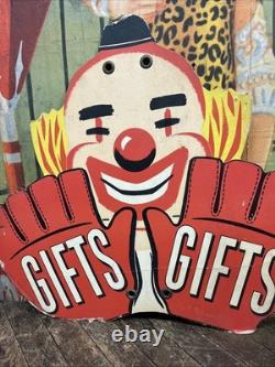 Vintage C. 1940 Gifts Store Display Clown Sign Carnival Circus Gas Grocery Store