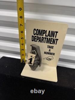 Vintage COMPLAINT DEPARTMENT DUMMY GRENADE TAKE ANUMBER COUNTER TOP DISPLAY SIGN