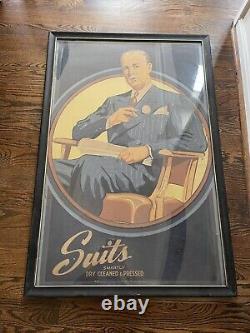 Vintage Cardboard Clothing Store Framed Advertising Display Sign -Large