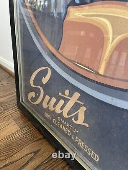 Vintage Cardboard Clothing Store Framed Advertising Display Sign -Large