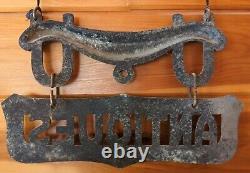 Vintage Cast Wrought Iron ANTIQUES Advertising Hanging Sign Store Window Display