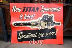 Vintage Chainsaw Sign Store Display Titan Sportsman Poster Advertising Tool