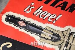 Vintage Chainsaw Sign Store Display Titan Sportsman Poster Advertising Tool