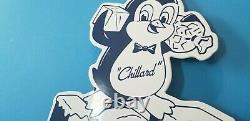 Vintage Chillard Ice Penguin Porcelain Gas General Drug Store Service Sign