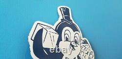 Vintage Chillard Ice Penguin Porcelain Gas General Drug Store Service Sign