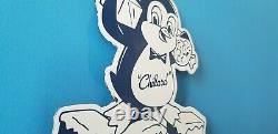 Vintage Chillard Ice Penguin Porcelain Gas General Drug Store Service Sign