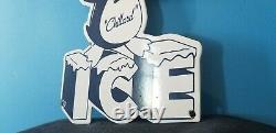 Vintage Chillard Ice Penguin Porcelain Gas General Drug Store Service Sign