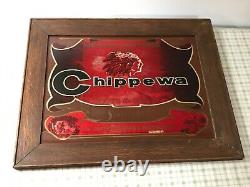 Vintage Chippewa Boots Shoe Store Display Advertising Sign Indian Head Red