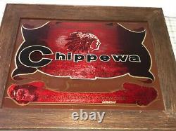 Vintage Chippewa Boots Shoe Store Display Advertising Sign Indian Head Red