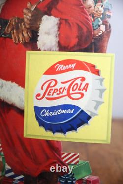 Vintage Christmas cardboard Sign Pepsi General Store Santa Display soda bottle