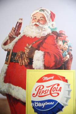 Vintage Christmas cardboard Sign Pepsi General Store Santa Display soda bottle