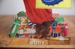 Vintage Christmas cardboard Sign Pepsi General Store Santa Display soda bottle