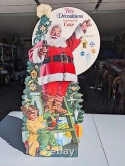 Vintage Coca Cola Santa Claus Christmas Easel Back Sign Store Display Standee