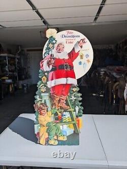 Vintage Coca Cola Santa Claus Christmas Easel Back Sign Store Display Standee