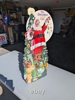 Vintage Coca Cola Santa Claus Christmas Easel Back Sign Store Display Standee