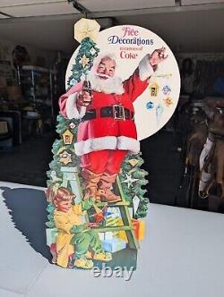 Vintage Coca Cola Santa Claus Christmas Easel Back Sign Store Display Standee