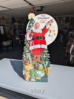 Vintage Coca Cola Santa Claus Christmas Easel Back Sign Store Display Standee