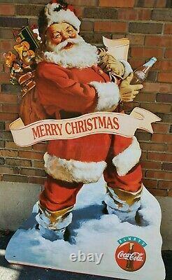 Vintage Coca-cola Store Display Sign Cardboard Standee Coke Santa Christmas 6 Ft