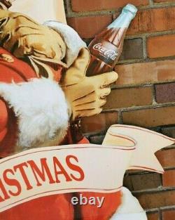 Vintage Coca-cola Store Display Sign Cardboard Standee Coke Santa Christmas 6 Ft