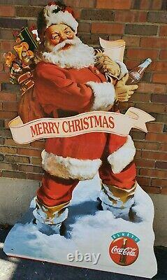 Vintage Coca-cola Store Display Sign Cardboard Standee Coke Santa Christmas 6 Ft