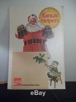 Vintage Coca-cola Store Display Sign Cardboard Standee Coke Santa Christmas Elf
