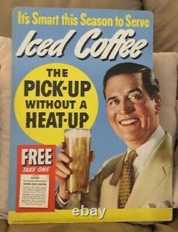 Vintage Coffee Sign Pan American Store Display 1938 Die-Cut Advertising