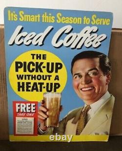 Vintage Coffee Sign Pan American Store Display 1938 Die-Cut Advertising