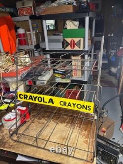 Vintage Crayola Crayons Steel Rack Store Display Mid Century