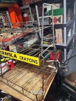 Vintage Crayola Crayons Steel Rack Store Display Mid Century