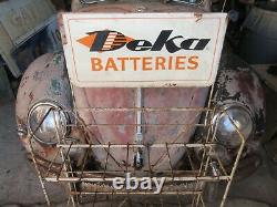 Vintage Deka Batteries Display Sign Rack Gas Service Station