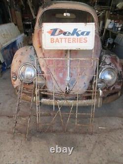 Vintage Deka Batteries Display Sign Rack Gas Service Station