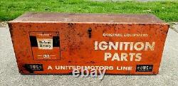 Vintage Delco Remy Ignition Parts GM Metal Cabinet Gas Oil Advertising Sign