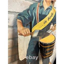 Vintage Dutch Boy Paints Advertising Store Display Easelback Stand Sign Cardboar