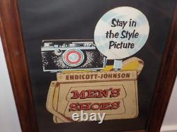 Vintage Endicott Johnson Cardboard Store Display in Frame
