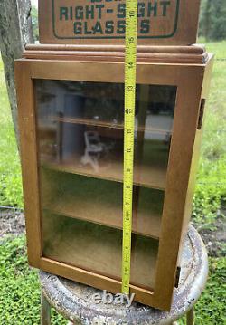 Vintage Eyeglasses Display Case Advertisement Wooden Class Right Sight Glasses