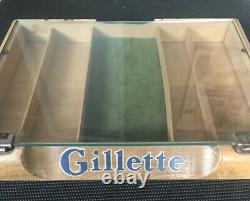 Vintage GILLETTE RAZOR Store Display Case w Glass Top