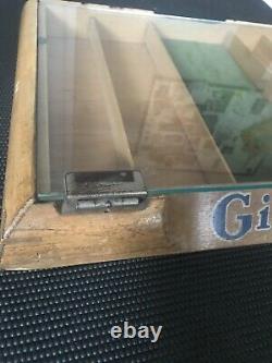 Vintage GILLETTE RAZOR Store Display Case w Glass Top