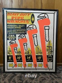 Vintage GLOBEMASTER Tool Display Board Sign HEAVY DUTY WRENCHES 19 x 16