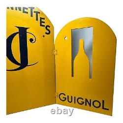 Vintage GUIGNOL JC Marionettes Display Advertising Wooden Sign Yellow Black